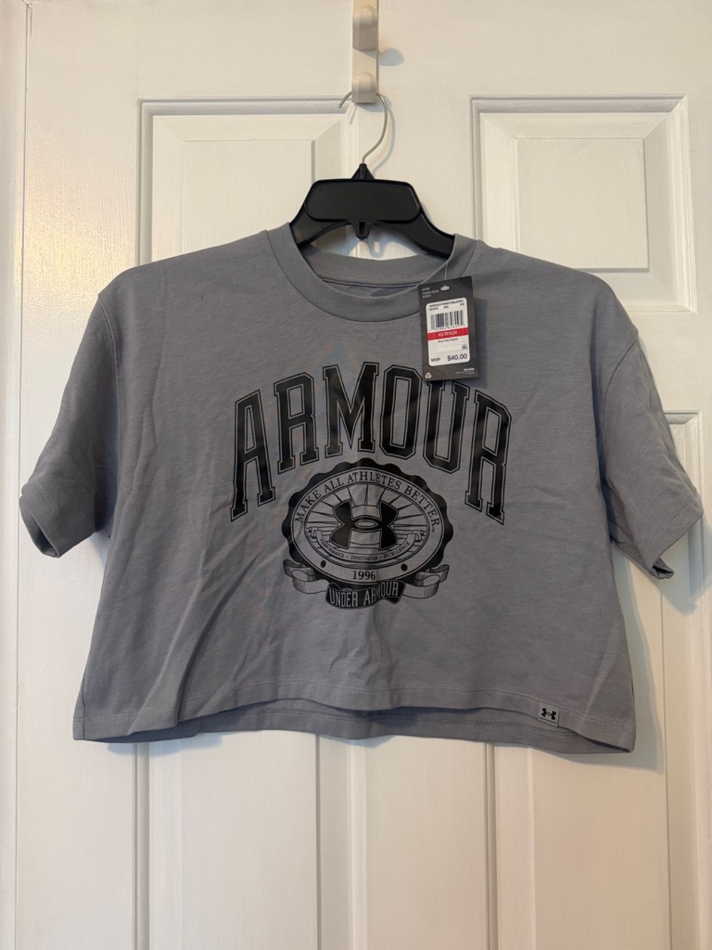 Under Armour Gray Cropped Logo Tee NEW
